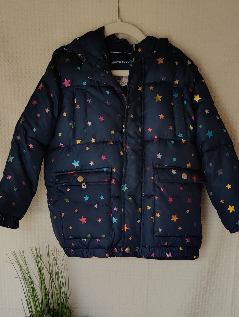 Andy & Evan Navy Fleece Jacket with Star-Print Lining